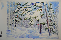 watercolor christmas snow scene painting yupo card projects reflections canvas november deep