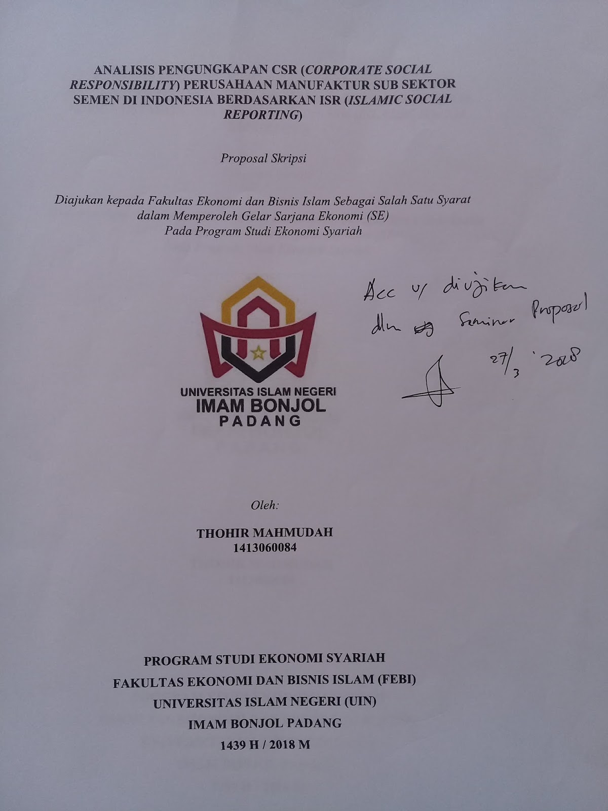 Thohir 4za 1899 Tahapan Menuju Wisuda Di Uin Imam Bonjol Padang