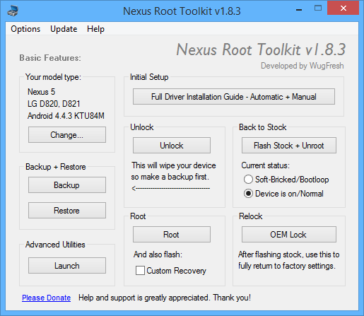 برنامج مجاني لعمل روت لجميع أجهزة وهواتف نيكزس Nexus Root Toolkit v1.8.3