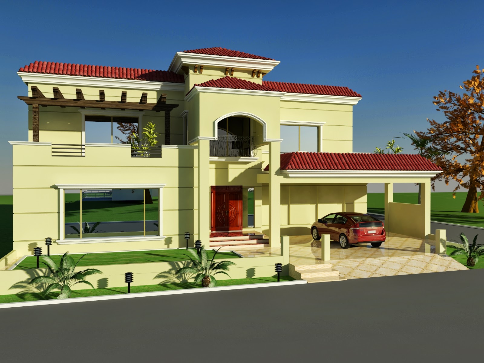 Wall Papers 60' X 100' 1 Kanal House Design 3D Front