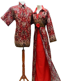 Model Long Dress Batik Kombinasi Polos