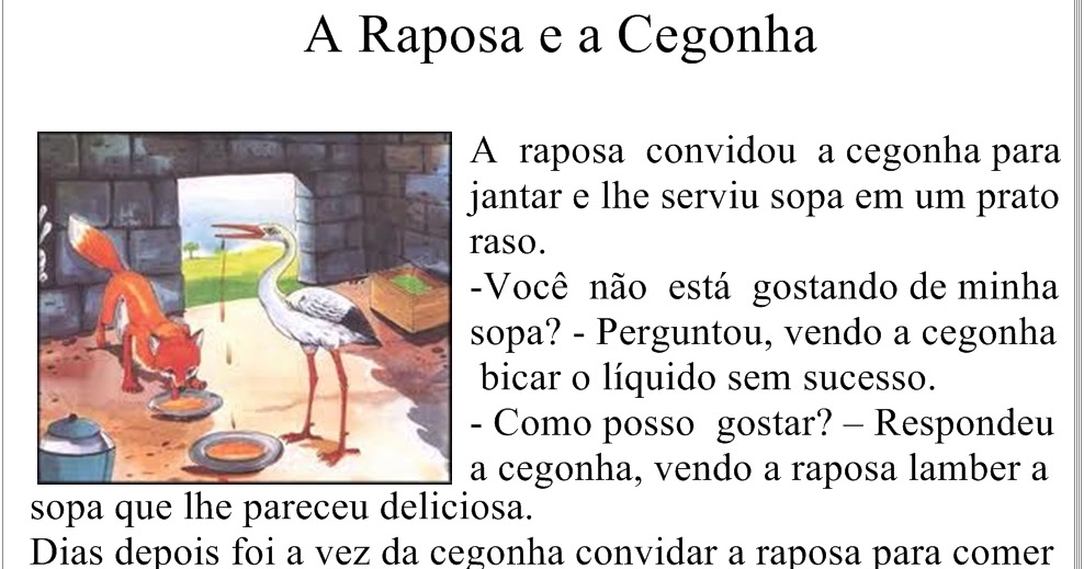 Ato de Educar A cegonha e a Raposa Ato de Educar A cegonha e a Raposa