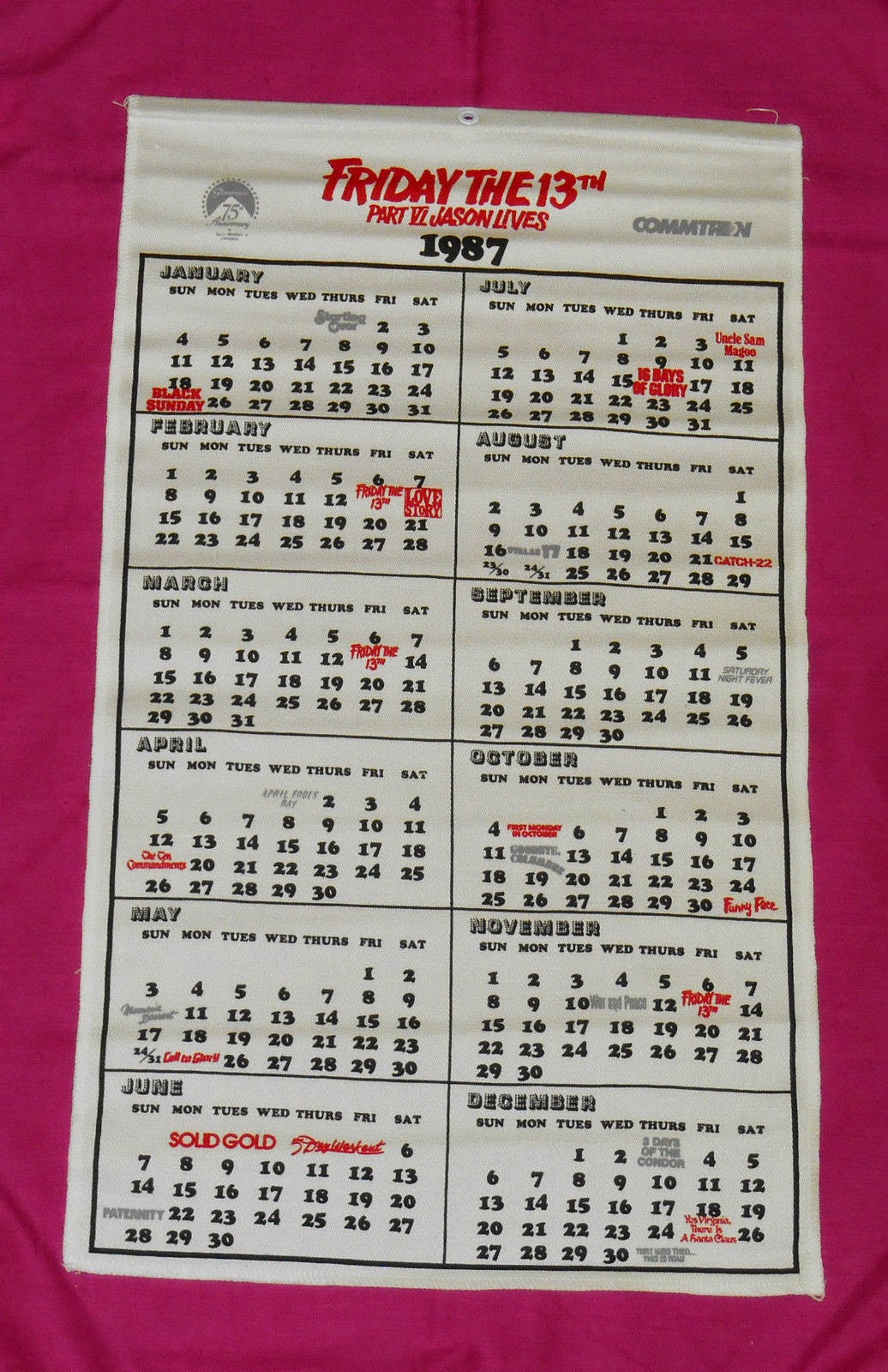 Friday the 13th: Today: Jason Lives 1987 Calendar