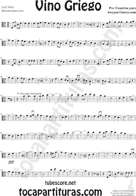 Partituras de Vino Griego en Clave de  Do en 3º Línea para Viola Sheet Music for Viola in C Clef Music Scores