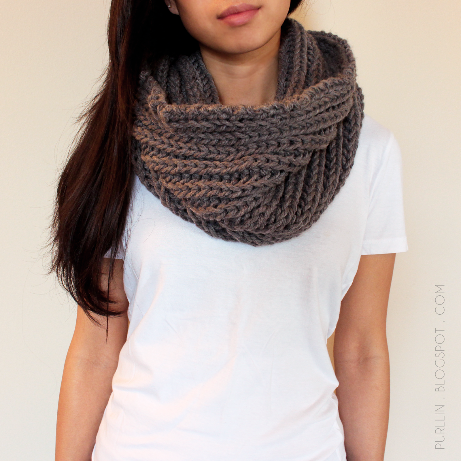 Purllin Textured November Infinity Scarf Free Pattern