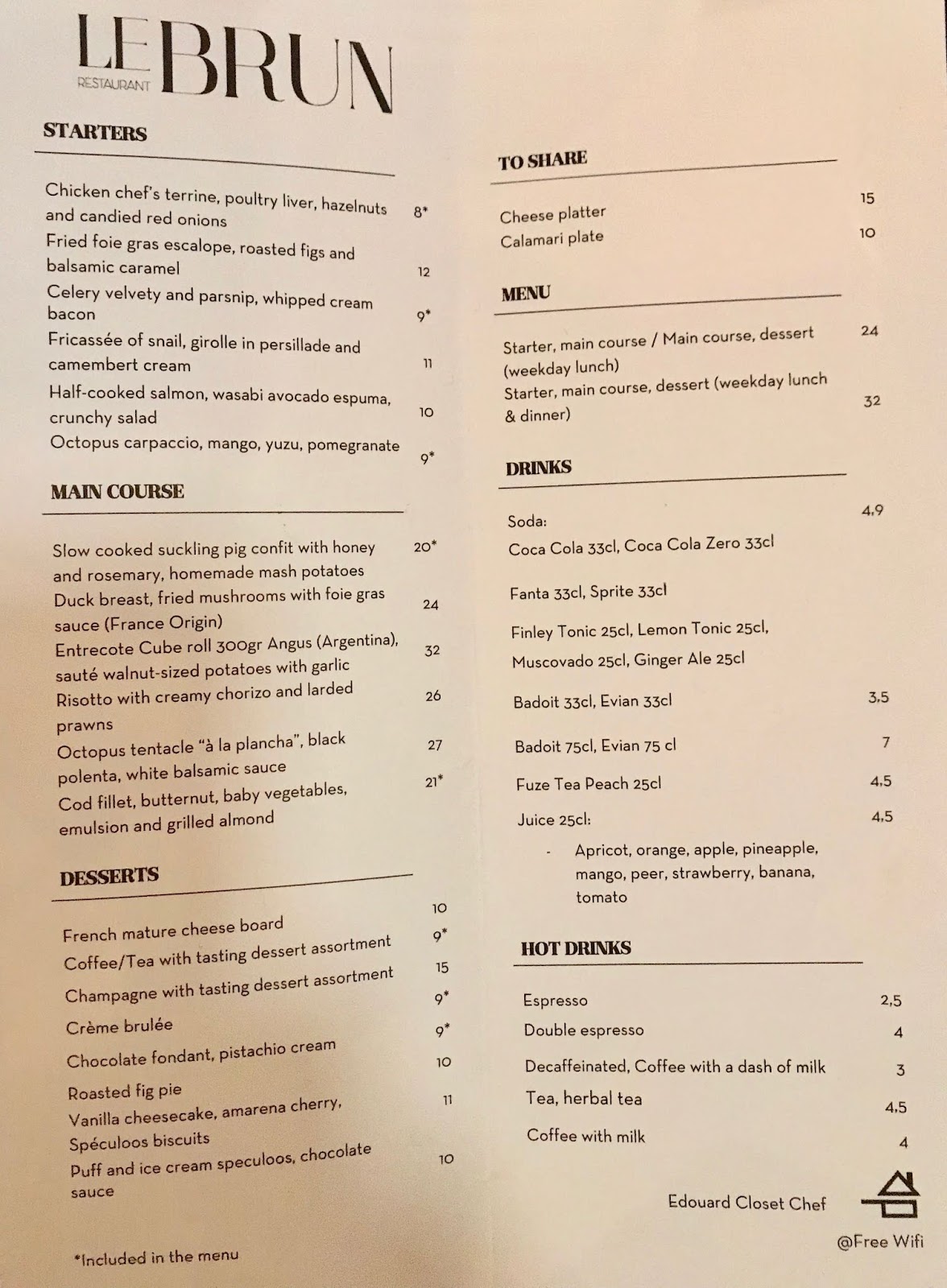 Dessert Menu Translation French To English