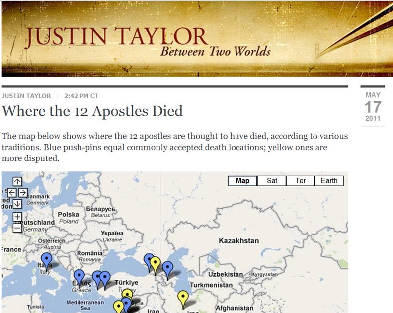 useful in parts: where the 12 apostles died