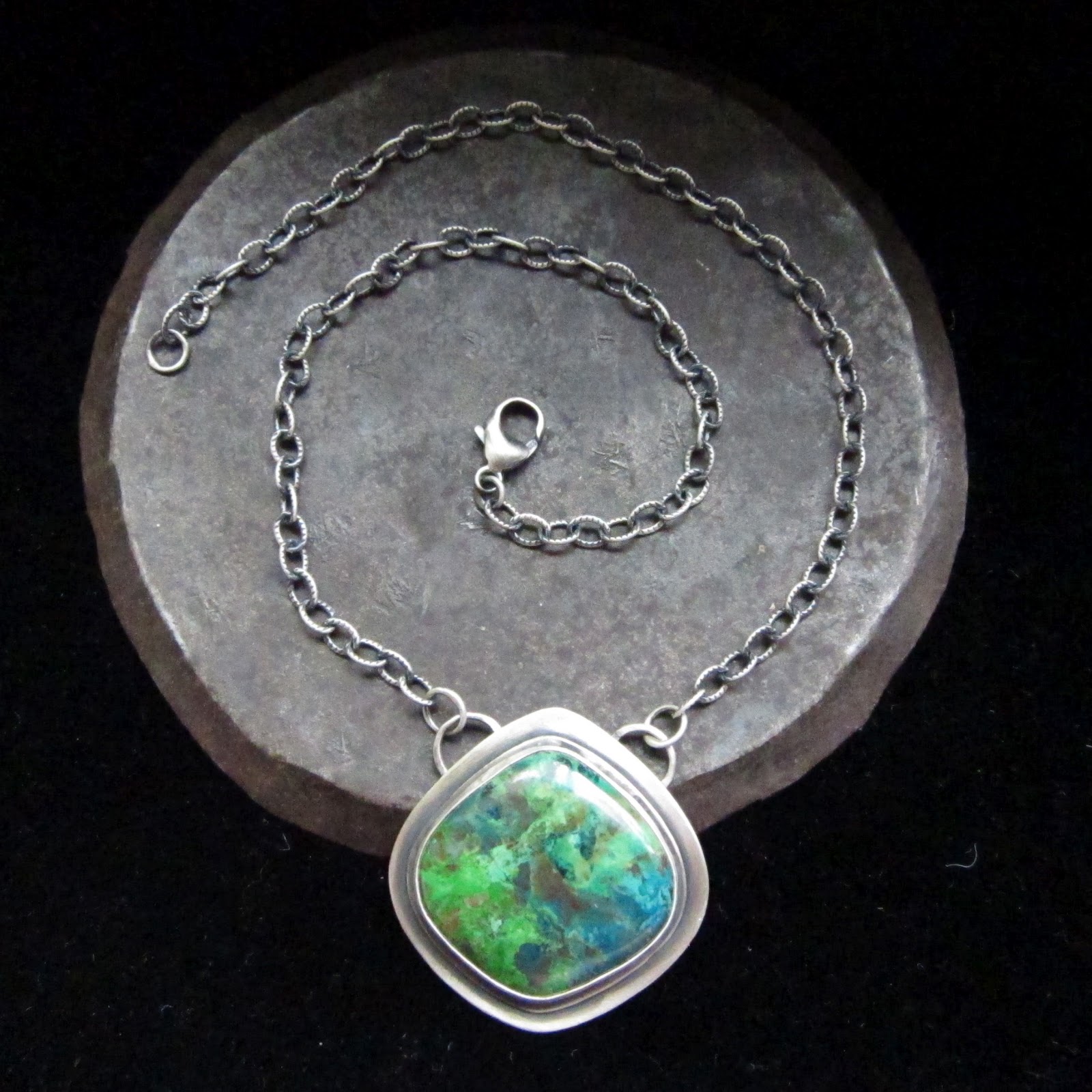 Silver Sparrow Designs parrot wing jasper and chrysocolla