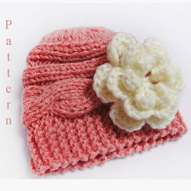 Knitting Pattern Baby Hat Newborn Cable Hat , pink
