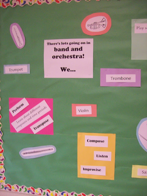 Band, orchestra, and choir recruiting bulletin board
