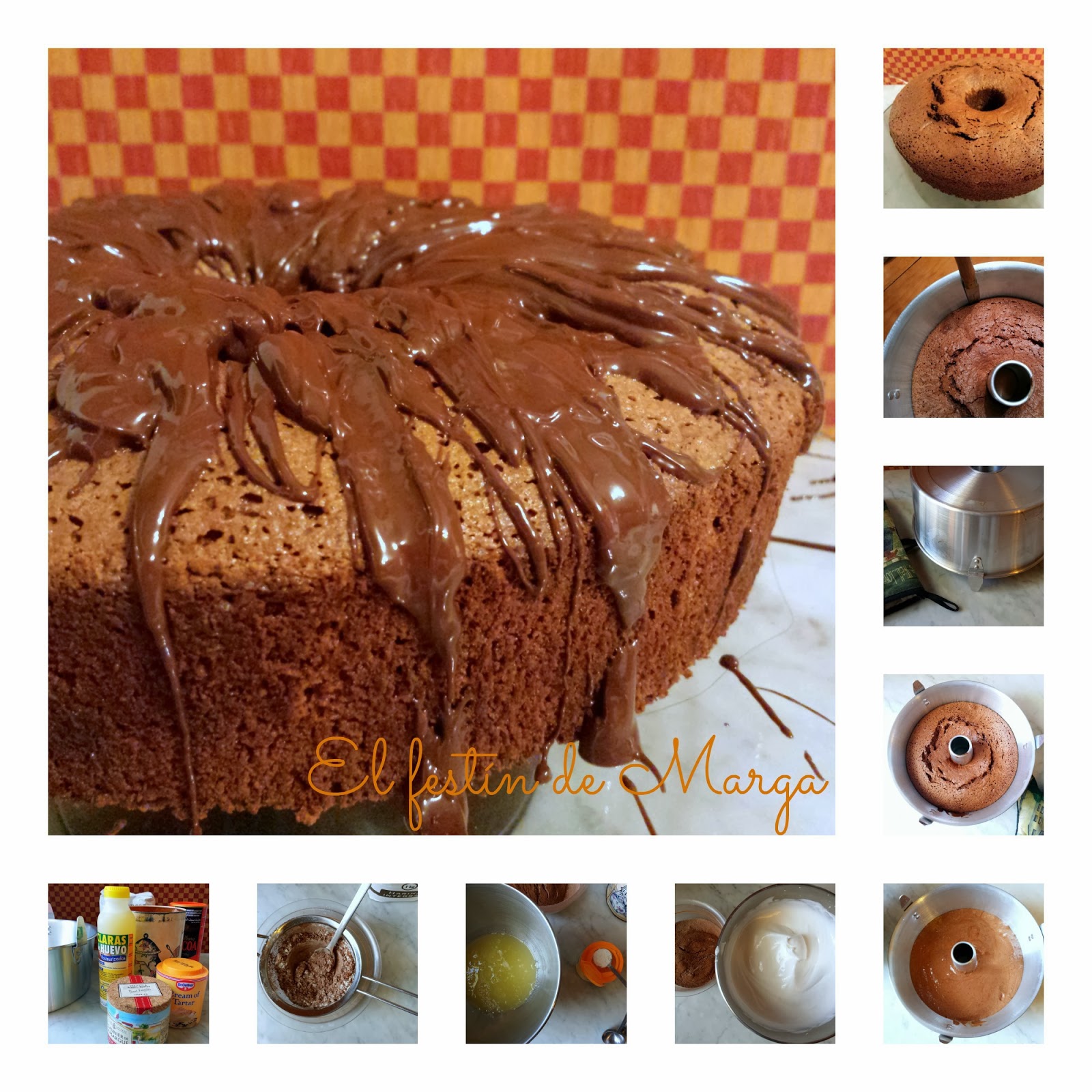 El festín de Marga Bizcocho de ángeles” de chocolate (Angel