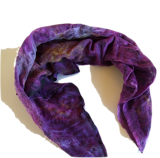 square purple handmade merino felt scarf by Mimi Pinto from Amazon UK