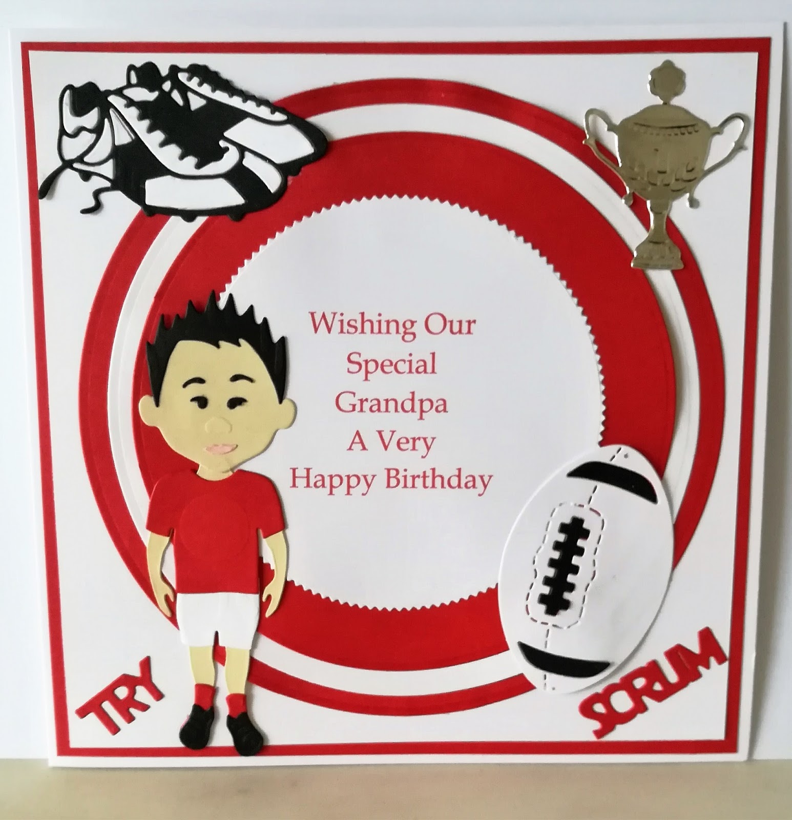 Cards made by Beckie Rugby birthday card