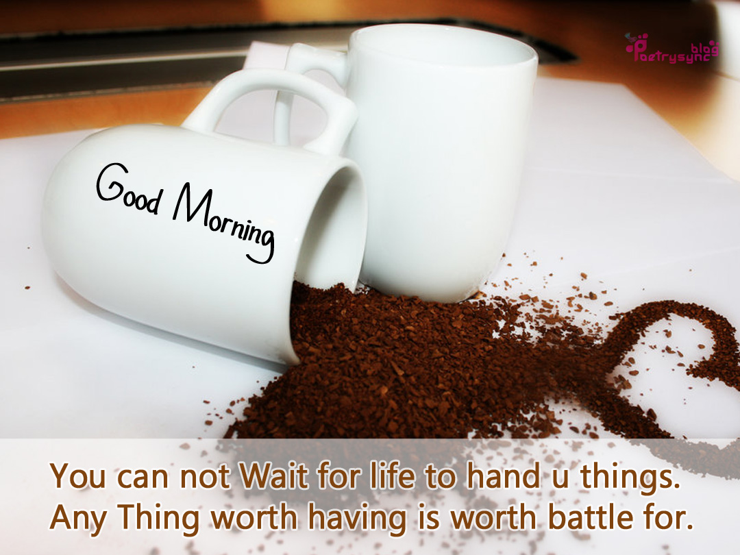 Beatiful Good Morning Wishes with Tea Cups Poetry