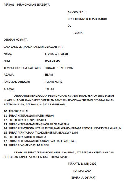 Contoh Surat Lamaran Mahasiswa - Toast Nuances