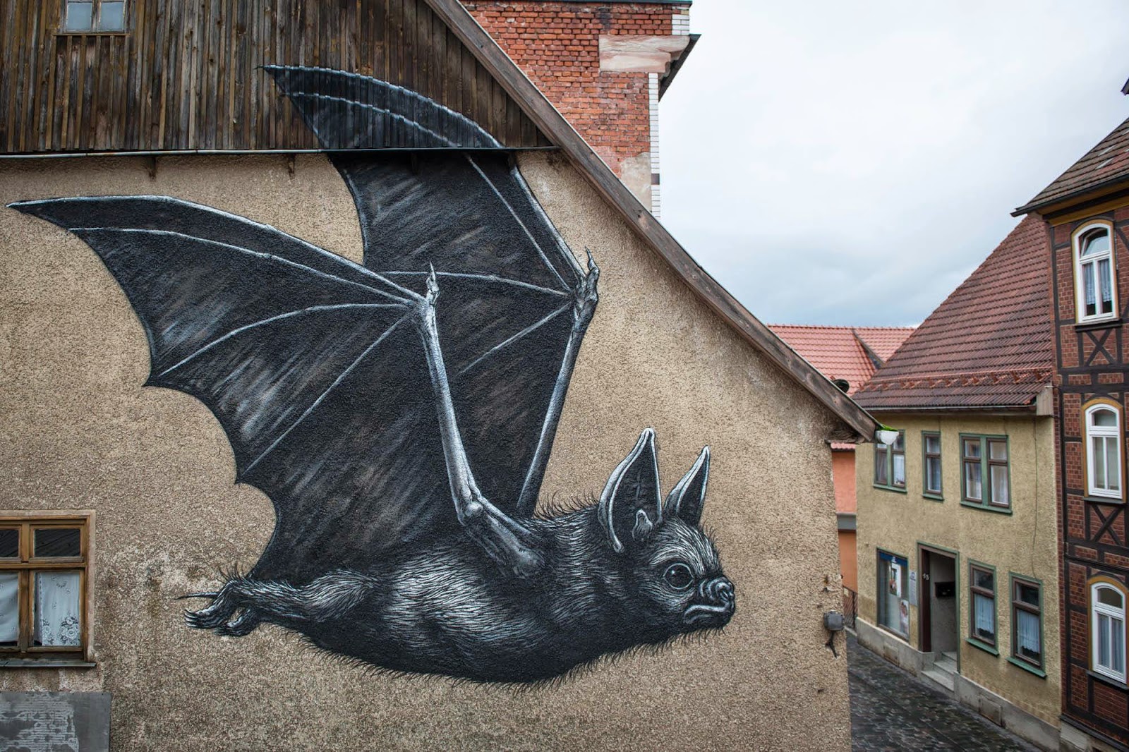 Our friend ROA is back in Europe where he was invited by the good lads from the WallCome project to paint on the streets of Schmalkalden in Germany.