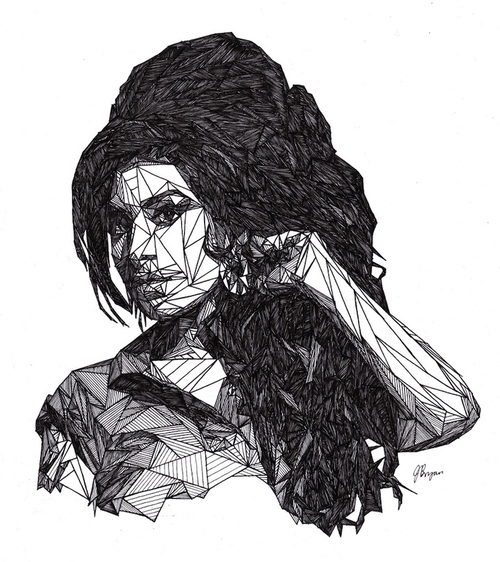 03-Amy-Winehouse-Josh-Bryan-Monochromatic-Triangulation-Drawings-Portraits-www-designstack-co