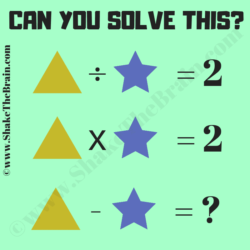 Mathematical Equations Brain Teaser for Students with Answer