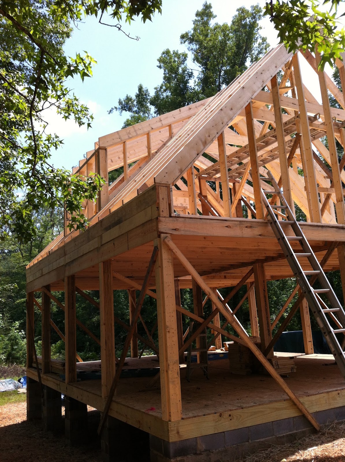 Green in Greenville Framing of the New House Continues Second Floor