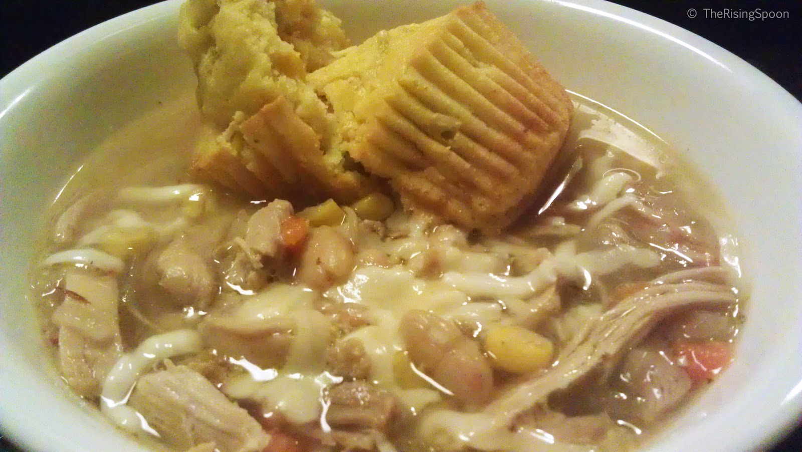 White Chicken Chili & Green Chile Cornbread Muffins The Rising Spoon