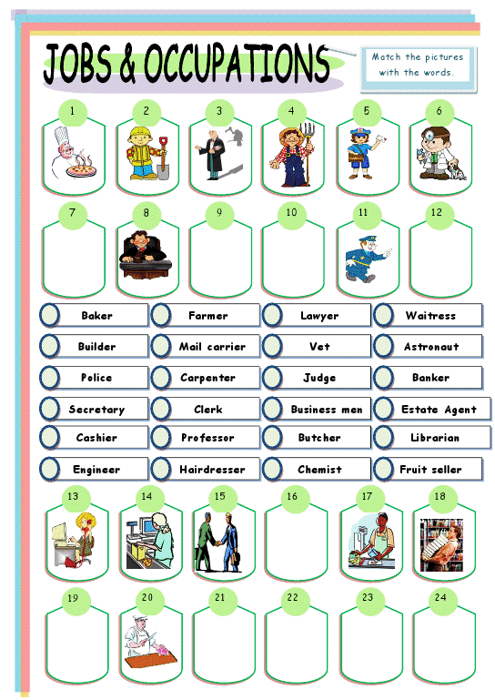 6. Sinif ingilizce Jobs (Meslekler) Worksheet 6 ingilizce eğitimi
