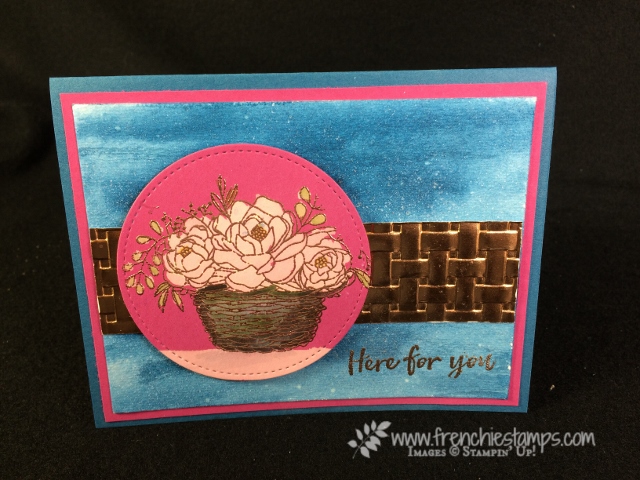 Basket Weave Folder, Blossoming Basket, Mix media technique, Frenchiestamps, Stampin'Up!,