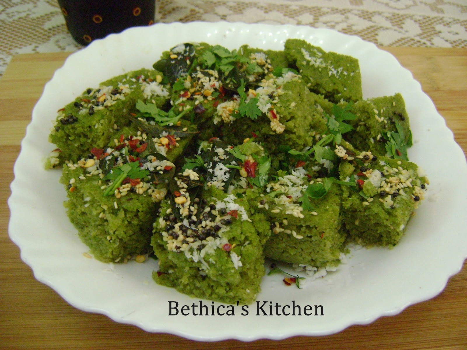 Bethica's Kitchen Flavours Spinach Dhokla (Steamed Semolina Cake