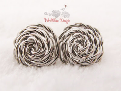 Non-Soldered Wire Wrapped Rose Stud Earrings by WireBliss