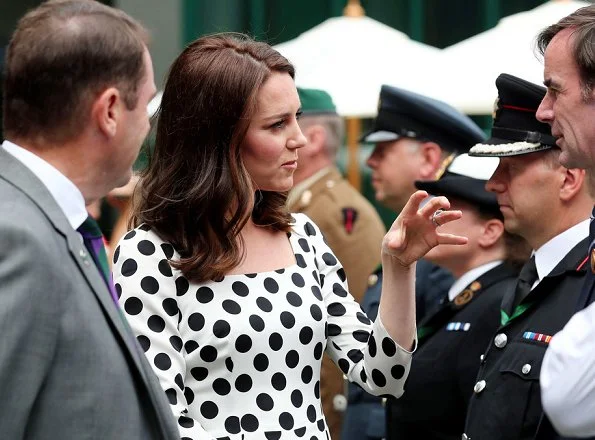 Duchess Catherine of Cambridge - Kate Middleton wore DOLCE & GABBANA polka dot dress at Wimbledon Tennis Championships