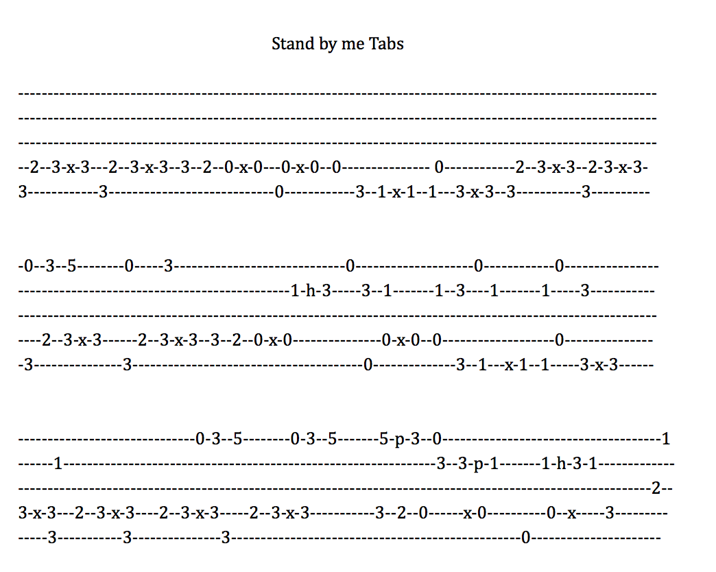 Tabs Stand By Me Tabs