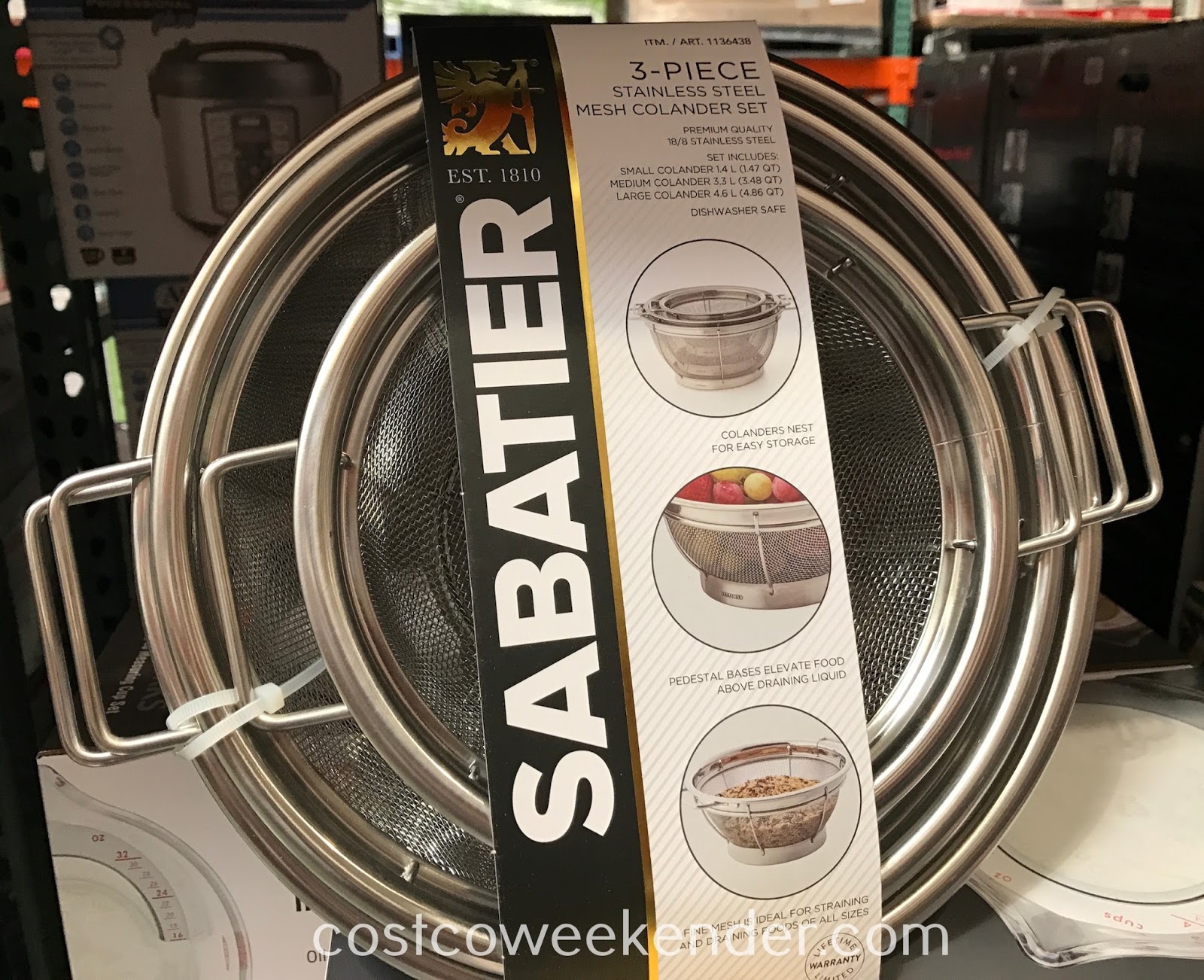 Sabatier 3piece Stainless Steel Mesh Colander Set Costco Weekender