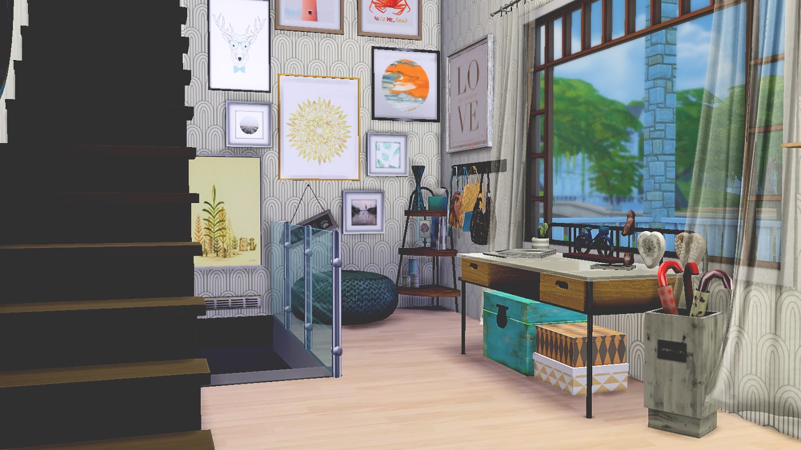HippieSimsDesign Down on the Farm(house) Foyer Sims 4 All CC credited w/ links