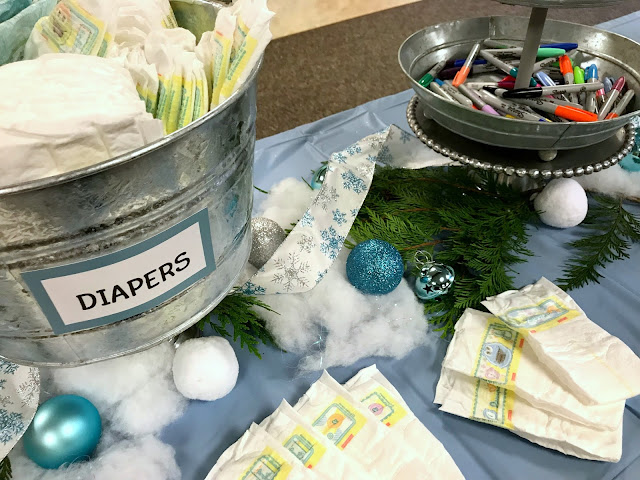 Diaper Activity at baby shower.