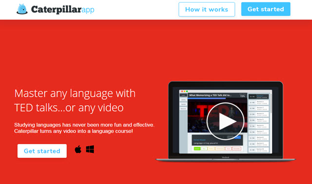 برنامج رائع لتعلم اللغة الانجليزية ولغات اخرى بطريقة فريدة Caterpillar app