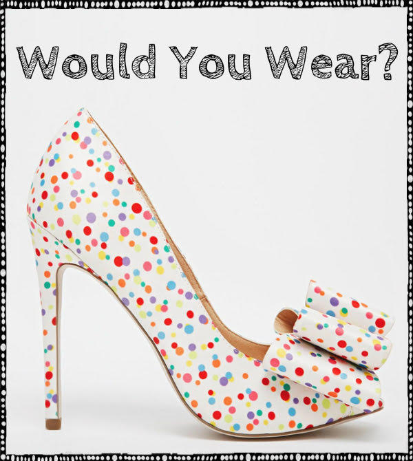 ASOS Poppy spotted peep toe shoes ASOS polka dot shoes on light grey background with question would you wear?