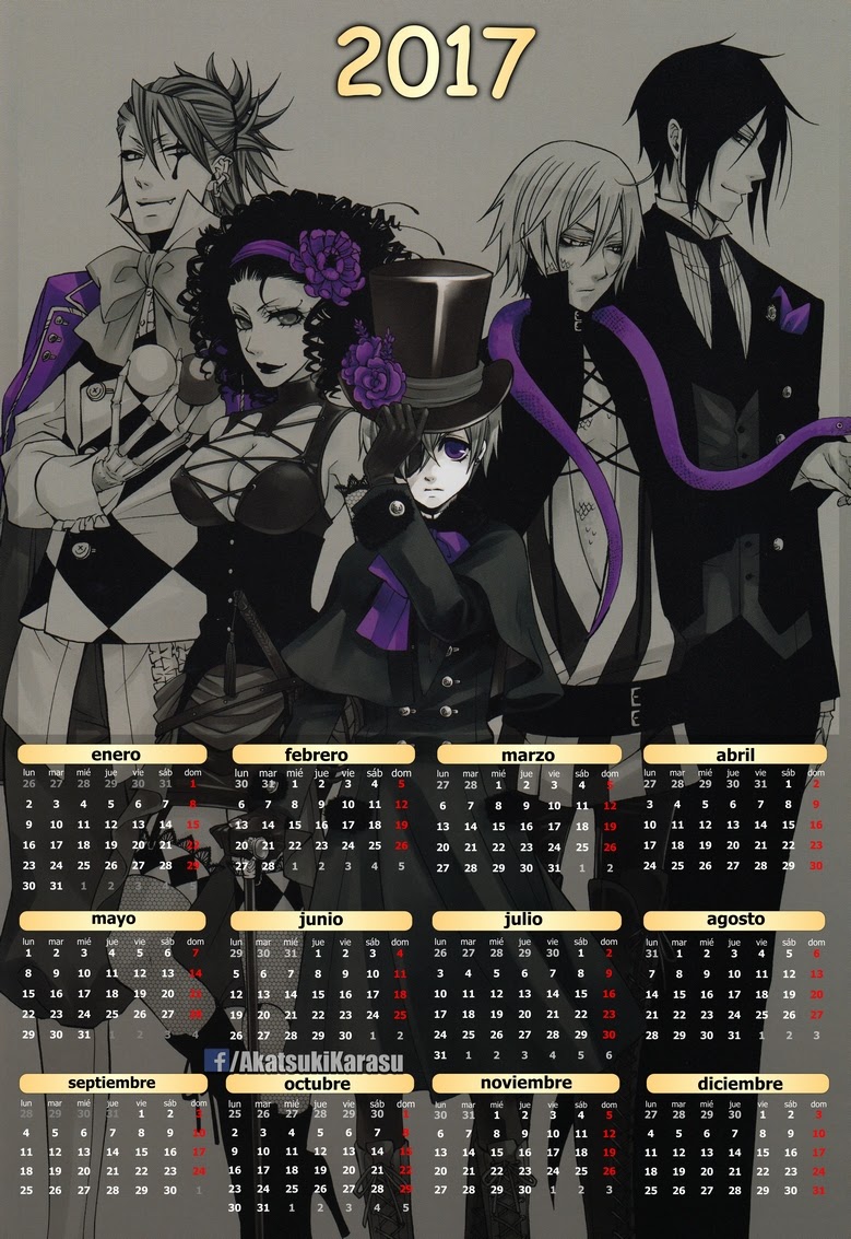 Descarga tu calendario 2017 de anime para imprimir Descarga tu calendario 2017 de anime para imprimir