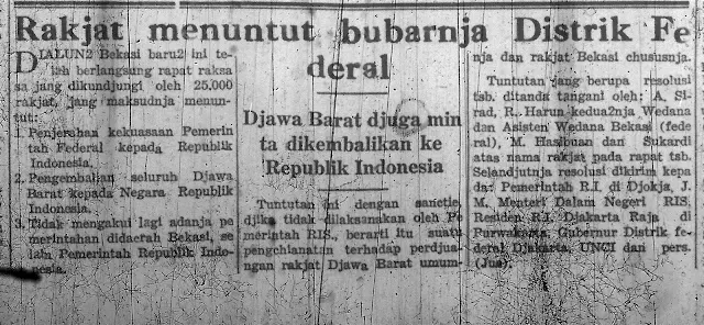 Resolusi Rakyat Bekasi yang disampaikan dalam rapat raksasa sekitar 25.000 rakyat Bekasi pada tanggal 17 Januari 1950 di alun-alun Bekasi