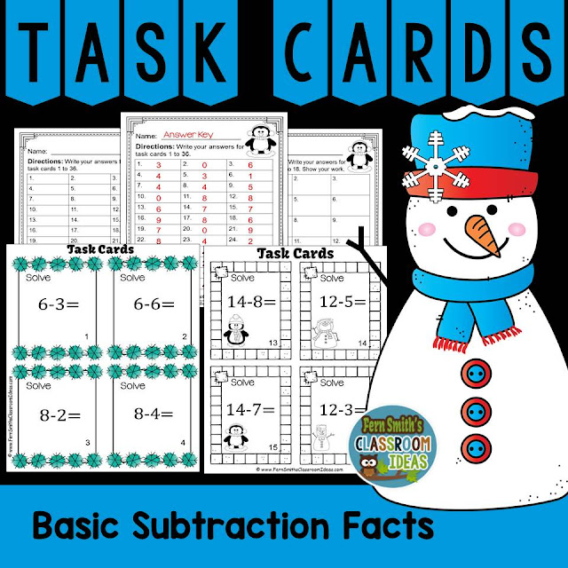 Fern Smith's Classroom Ideas Winter Themed Addition and Subtraction Task Cards at TeachersPayTeachers, TpT.