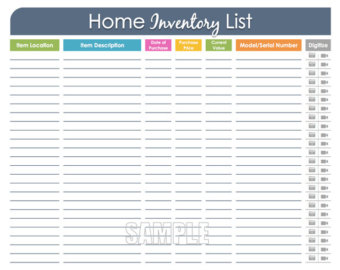 home inventory spreadsheet