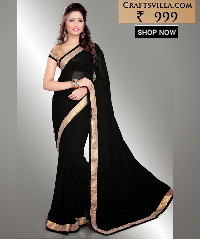 Amazing Black Saree with Gold Color Border