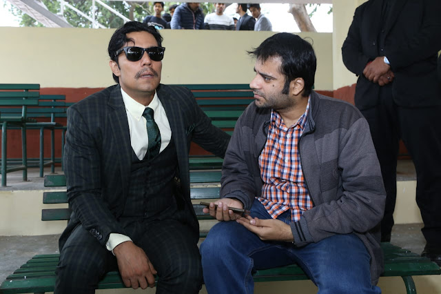 Film Critic Murtaza Ali Khan with actor Randeep Hooda Interviewing actor Randeep Hooda at Delhi Race Club
