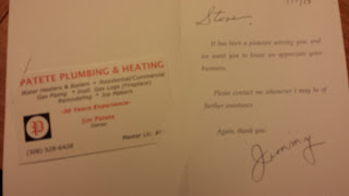 Thank you from Jim Patete, Patete Plumbing