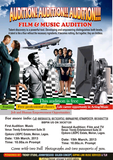 acting auditions in nigeria 2013