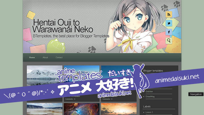 anime blogger template Hentai Ouji to Warawanai Neko
