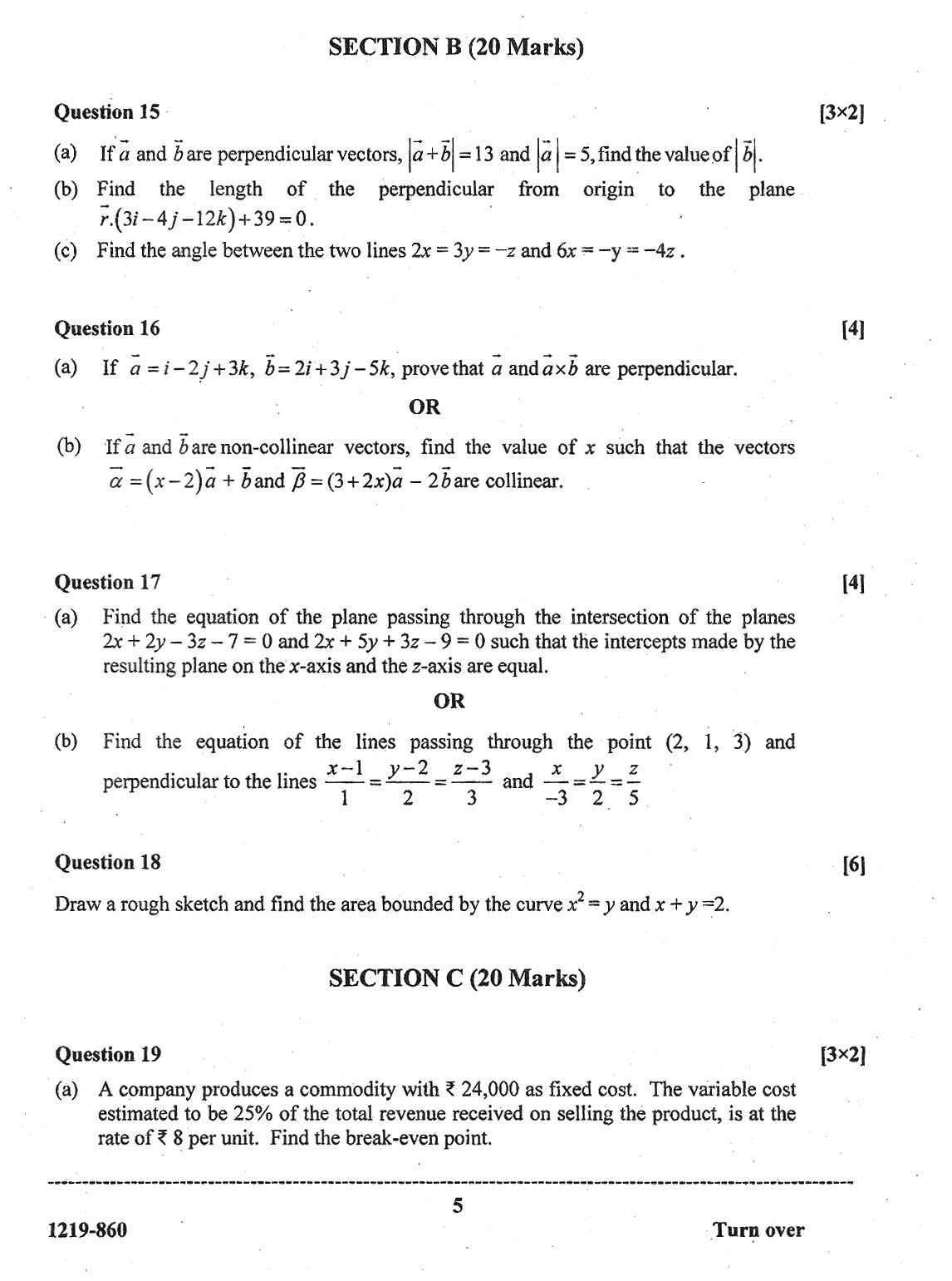 ISC 2019 Mathematics Question Paper ISC 2019 Mathematics Question Paper