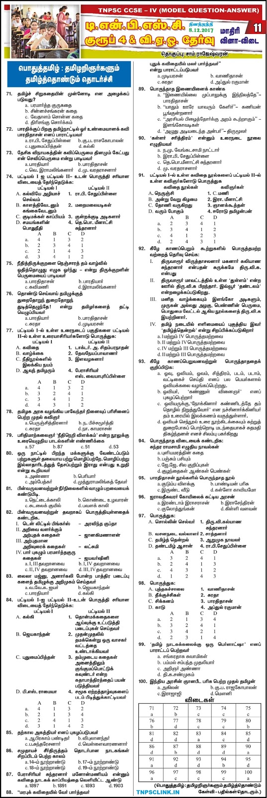 TNPSC Group 4 Model Papers General Tamil 2017 Download as PDF