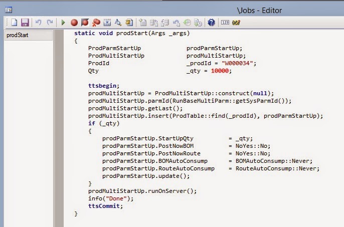 Dynamics AX blog: AX2012 R3 : X++ code to start production order