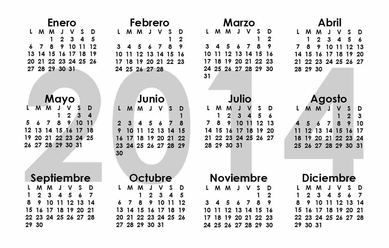 Calendario de bolsillo 2014 - Calendarios 2021 editables en Photoshop