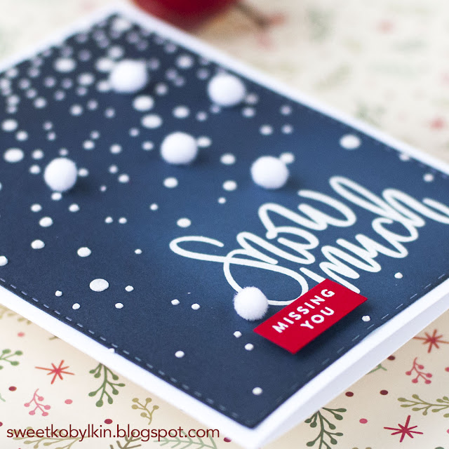 Blue Ombre Winter Card with Pom Poms
