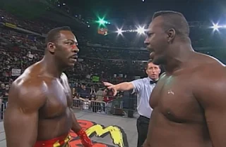 WCW World War 3 1998 - Booker T confronts Stevie Ray about his association with the nWo